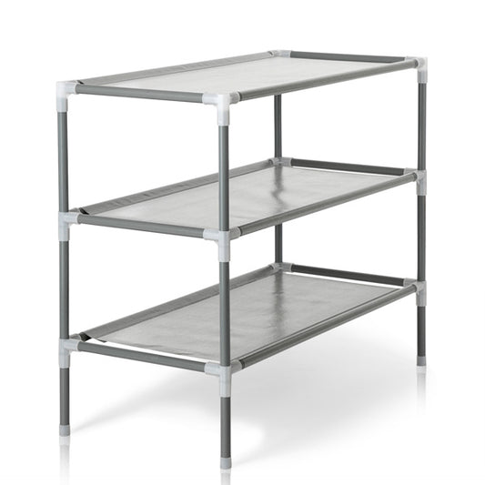 Combination Type Simple Shoe Rack No Dust Cover 3 Layers 9 Pairs High Foot Shoe Rack Gray Tube - My Store