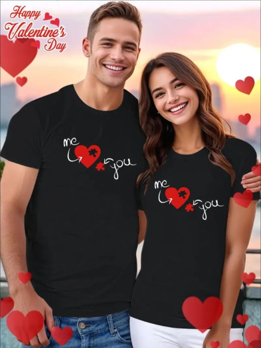 Love Valentine'S Day T-Shirt,   Couple T-Shirt, Couple Christmas, Fashion Casual T-Shirt, Short-Sleeved T-Shirt - My Store