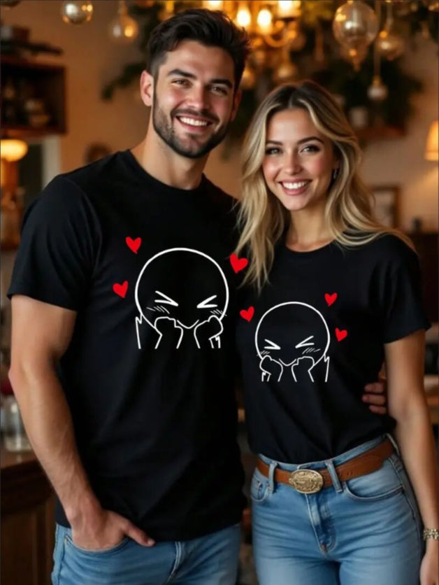 Love Valentine'S Day T-Shirt,   Couple T-Shirt, Couple Christmas, Fashion Casual T-Shirt, Short-Sleeved T-Shirt - My Store